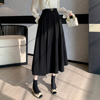 A-vonalú midi szoknya egyszínű, magas derekú, minimalist és elegáns.