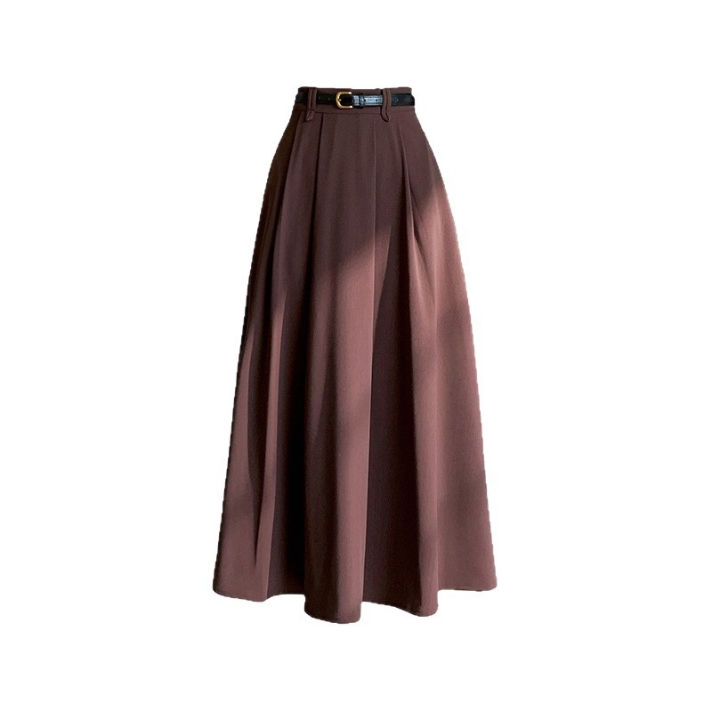 A-vonalú midi szoknya egyszínű, magas derekú, minimalist és elegáns.
