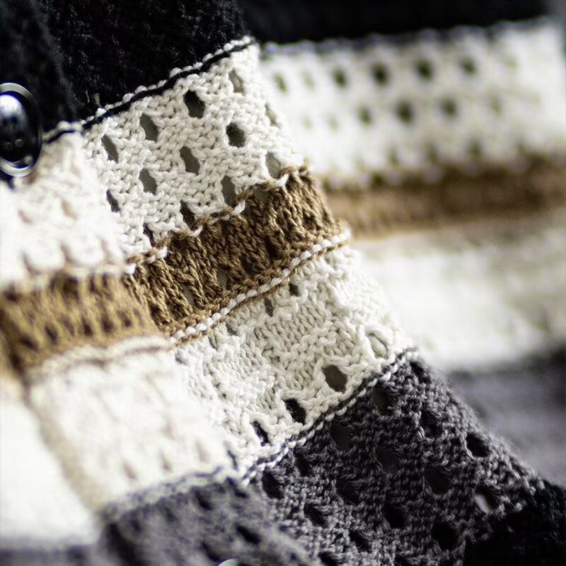 Vestă din lână cu două fețe pentru femei, model Fair Isle, cald, dungi retro, jachetă scurtă