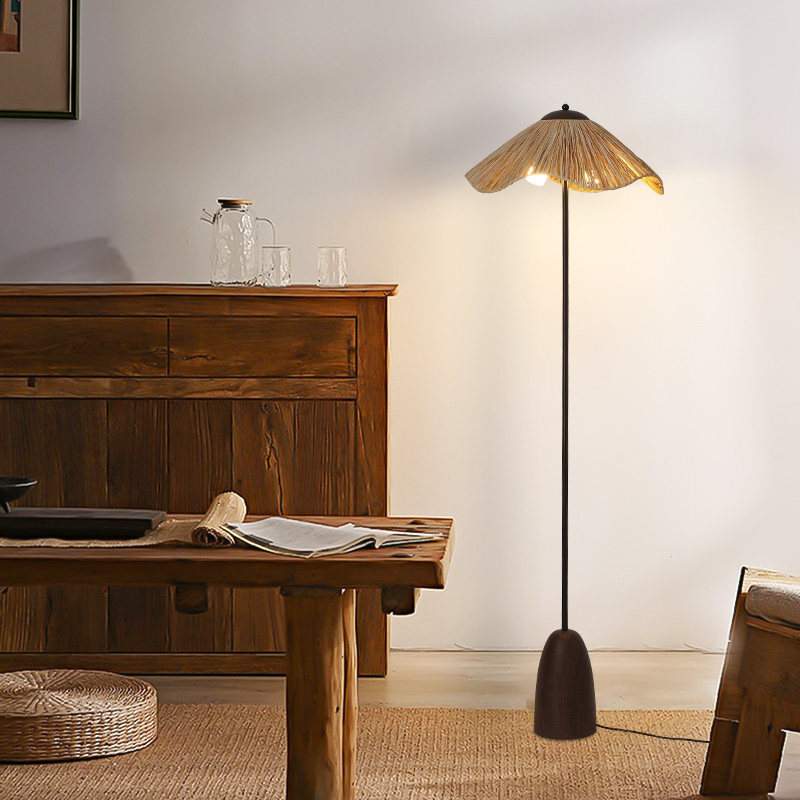 Retro Wabi-Sabi stílusú állólámpa teaházba, hálószobába és nappaliba – ambient fény, japán stílusú szalma fonat kialakítás
