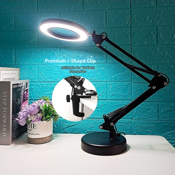 LED лампа с увеличително стъкло за ремонт — настолна лампа с клип за защита на очите, USB захранване