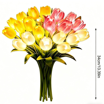 Tulip LED éjszakai lámpa művirággal, hálószobai hangulatvilág, kézzel készített DIY asztali dekoráció