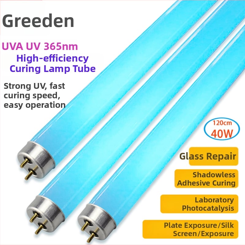 Τ8 λάμπα UV σκλήρυνσης, μήκους 1,2 m, 365 nm, 40 W, λευκό γυάλινο περίβλημα, βάση G13