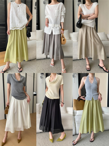 Tencel A-vonalú hosszú szoknya, magas derék, karcsúsító siluetta, egyszínű, francia stílus SN8833