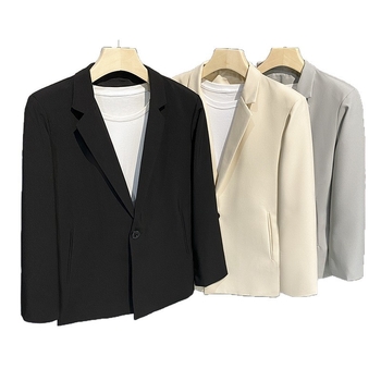 Ανδρικό μπλέιζερ με Κουβανικό γιακά, Slim Fit, άνοιξη–φθινό, casual στυλ