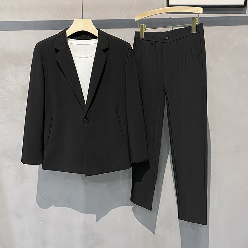 Ανδρικό μπλέιζερ με Κουβανικό γιακά, Slim Fit, άνοιξη–φθινό, casual στυλ