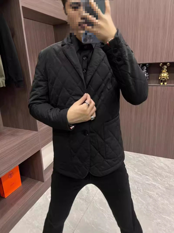 Férfi téli pamutkeverék kabát, üzleti casual stílus, állógalléros, oldalsó zsebek, cipzár
