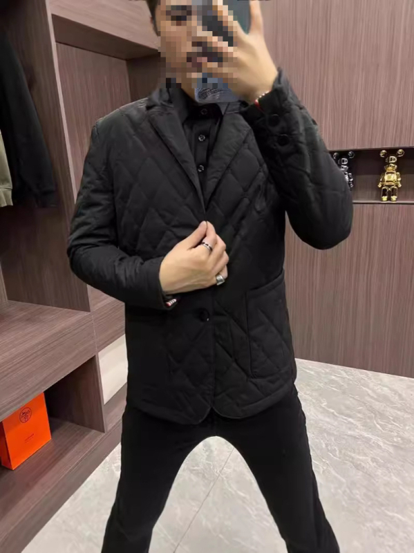 Férfi téli pamutkeverék kabát, üzleti casual stílus, állógalléros, oldalsó zsebek, cipzár