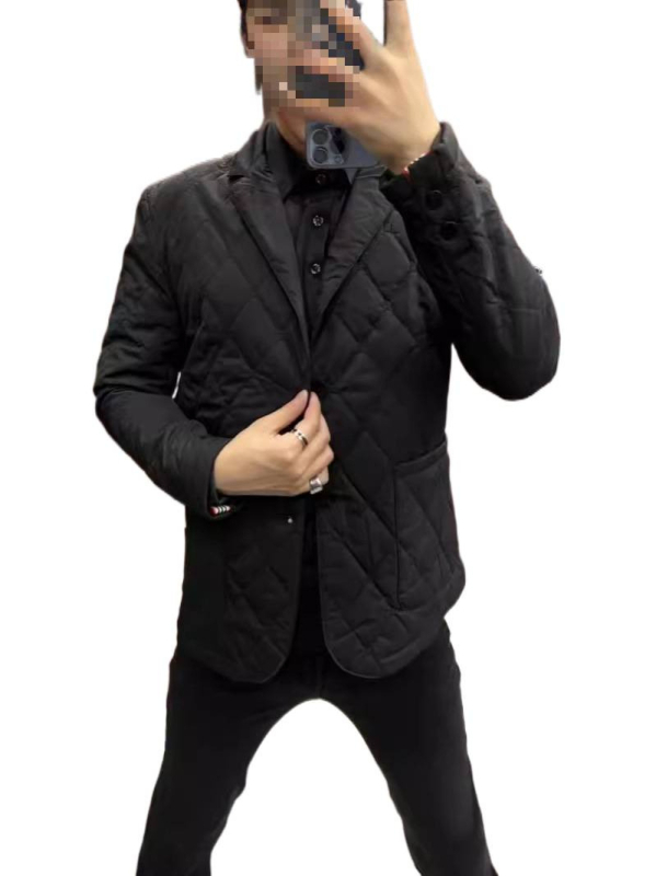 Férfi téli pamutkeverék kabát, üzleti casual stílus, állógalléros, oldalsó zsebek, cipzár