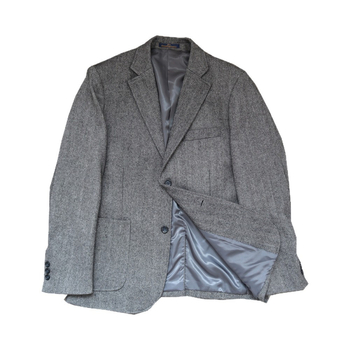 Férfi tweed gyapjú zakó őszi-téli herringbone mintával, plusz méret, klasszikus casual stílus
