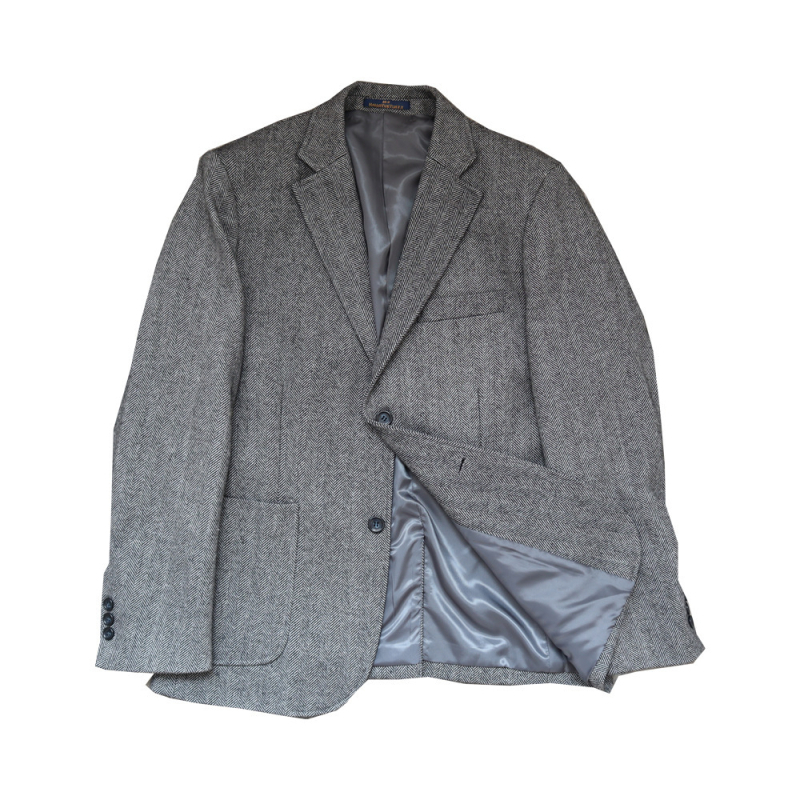Férfi tweed gyapjú zakó őszi-téli herringbone mintával, plusz méret, klasszikus casual stílus