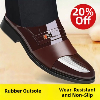 Pantofi bărbătești de dress din piele de vită 100%, partea superioară din două straturi, talpă groasă, vârf rotund.