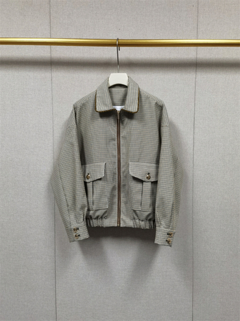 Francia stílusú houndstooth mintás bomberdzseki elasztikus övvel, rövid kabát tavasz 2026