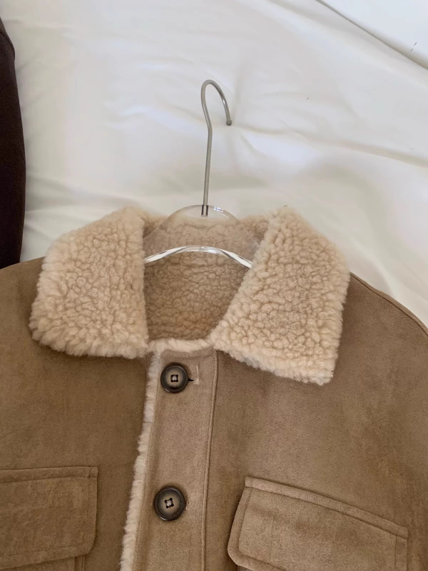 Női 100%-os juhszőrme kabát bőrrel integrált dizájnnal, Vintage Chanel-stílus, rövid szabás