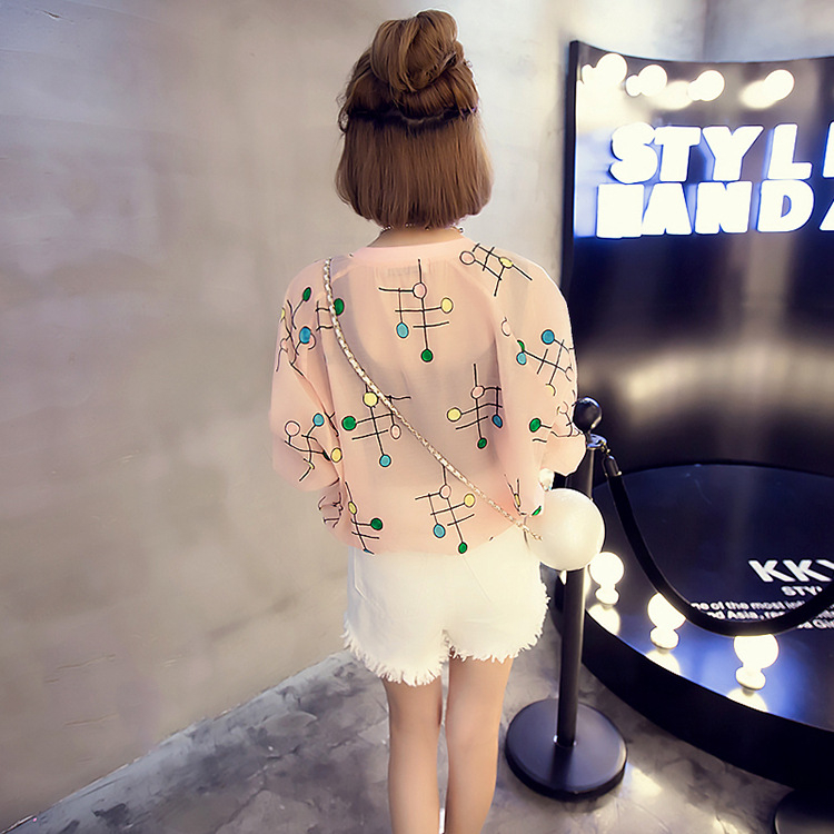 Női napvédő kardigán nyárra, plusz méret, mintás rövid kabát fél ujjú