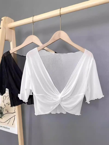 Nyári csipke hálós mintájú szett nőknek – napvédő felső, pántos ruha, rövid ujjú kardigán és vékony Ice Silk kardigán