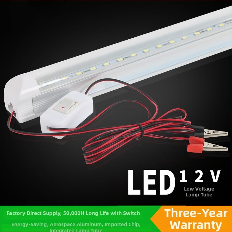12V LED T8 интегрирана тръба с щипка, алуминиево тяло, млечно-прозрачно аварийно осветление