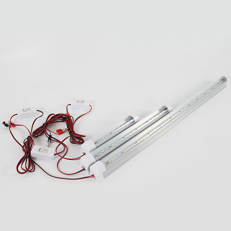 12V LED T8 интегрирана тръба с щипка, алуминиево тяло, млечно-прозрачно аварийно осветление