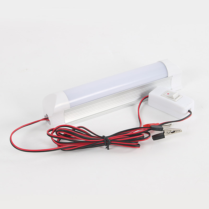 12V LED T8 интегрирана тръба с щипка, алуминиево тяло, млечно-прозрачно аварийно осветление