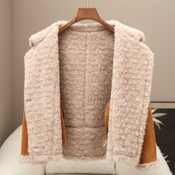Női reversibil kabát 100% gyapjú shearling szőrmével, texturált, közép-hosszú, tavasz 2026