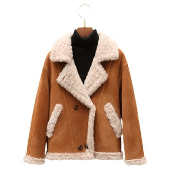 Női reversibil kabát 100% gyapjú shearling szőrmével, texturált, közép-hosszú, tavasz 2026