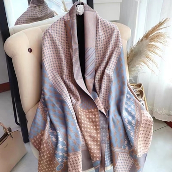 Téli sál koreai stílusban, houndstooth mintával, vastag és meleg, utánzat kasmír, nőknek, kétoldalas viselet