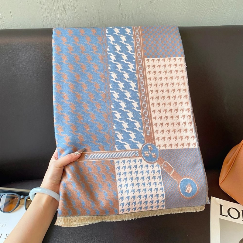 Téli sál koreai stílusban, houndstooth mintával, vastag és meleg, utánzat kasmír, nőknek, kétoldalas viselet