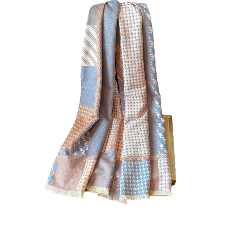 Téli sál koreai stílusban, houndstooth mintával, vastag és meleg, utánzat kasmír, nőknek, kétoldalas viselet