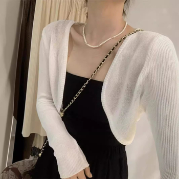 Egy darab Ice-Silk fonalból készült shawl-kardigán napsugárzás elleni védelemhez, tavasz-nyár, pántos szoknya és koreai stílusú külső ruházat