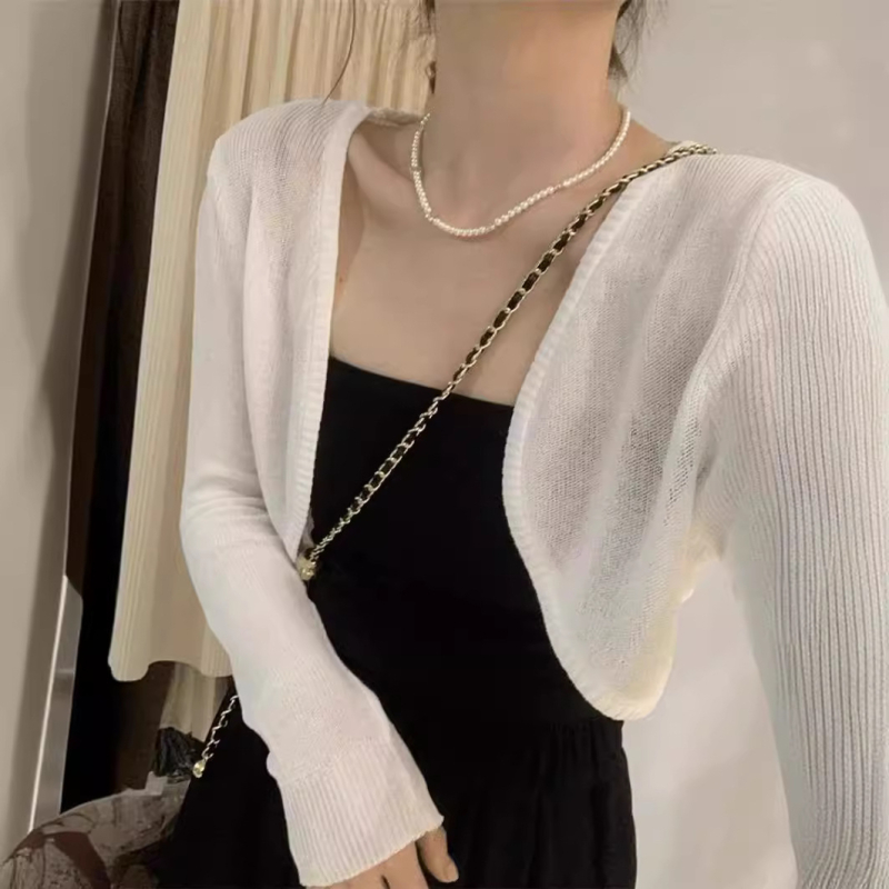Egy darab Ice-Silk fonalból készült shawl-kardigán napsugárzás elleni védelemhez, tavasz-nyár, pántos szoknya és koreai stílusú külső ruházat
