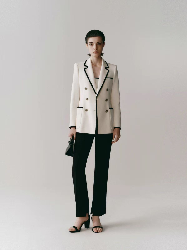 Aino Chanel-stílusú színblokkolt, slim-fit női blézer, sokoldalú irodai viselet