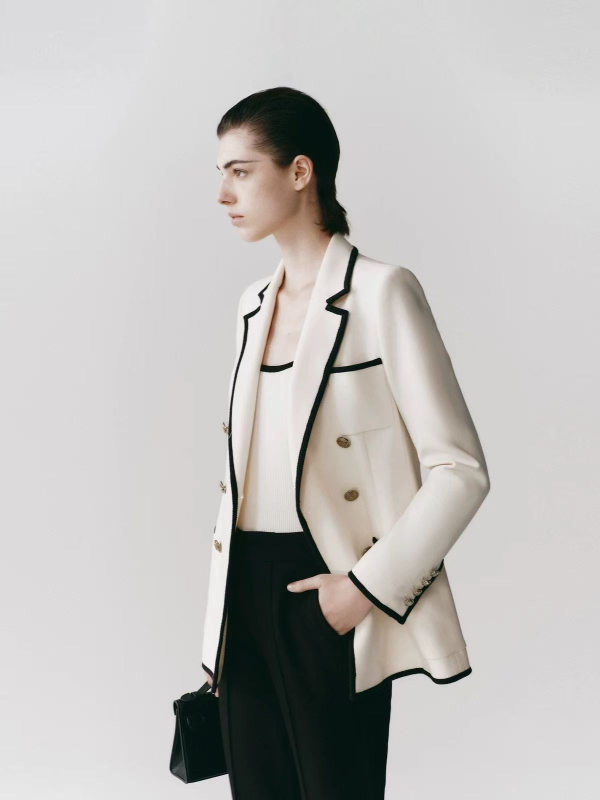 Aino Chanel-stílusú színblokkolt, slim-fit női blézer, sokoldalú irodai viselet