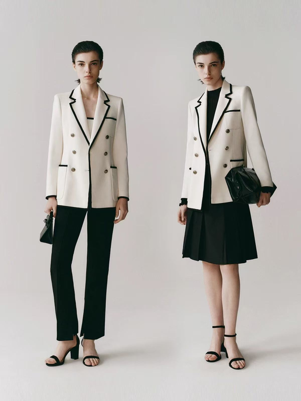 Aino Chanel-stílusú színblokkolt, slim-fit női blézer, sokoldalú irodai viselet