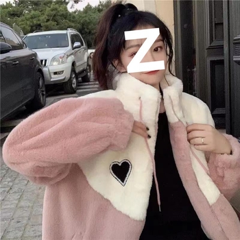 Női color-block shearling dzseki, laza szabású, rövid hossz, fleece bélés, állógalléros, cipzáras zárás