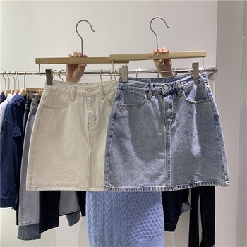 Pluszméret nyár 2025 koreai stílusú A-vonal denim mini szoknya, magas derekú, karcsúsító, nők számára