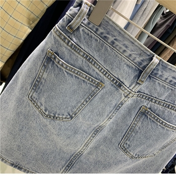 Pluszméret nyár 2025 koreai stílusú A-vonal denim mini szoknya, magas derekú, karcsúsító, nők számára