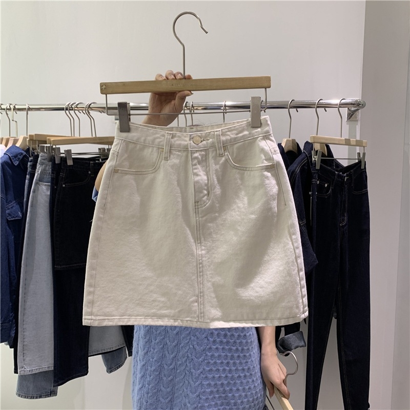 Pluszméret nyár 2025 koreai stílusú A-vonal denim mini szoknya, magas derekú, karcsúsító, nők számára