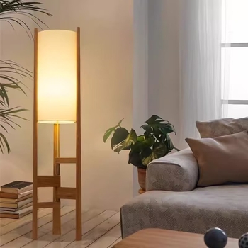 Tömörfa padlólámpa dió színben, japán stílusú, zen művészeti kivitelezés, nappalira, hálószobára és dolgozószobára