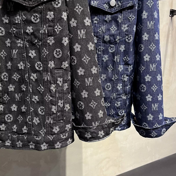 Férfi denim-pamut dzseki, streetwear stílus, téli mindennapi viselet