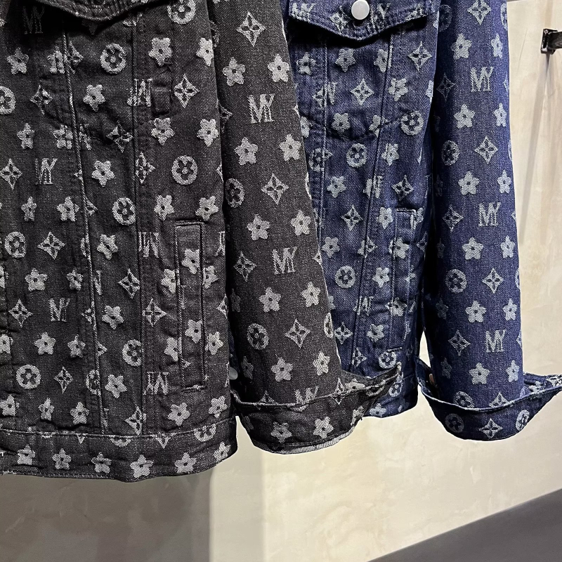Férfi denim-pamut dzseki, streetwear stílus, téli mindennapi viselet