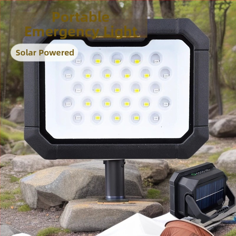 Solárny nabíjateľný LED reflektor pre vonkajšie pracoviská, kempovanie a núdzové osvetlenie