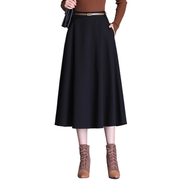 Női A-vonalú midi szoknya mulberry selyemből, magas derekú, koreai stílusú, elegáns és karcsúsító fazon