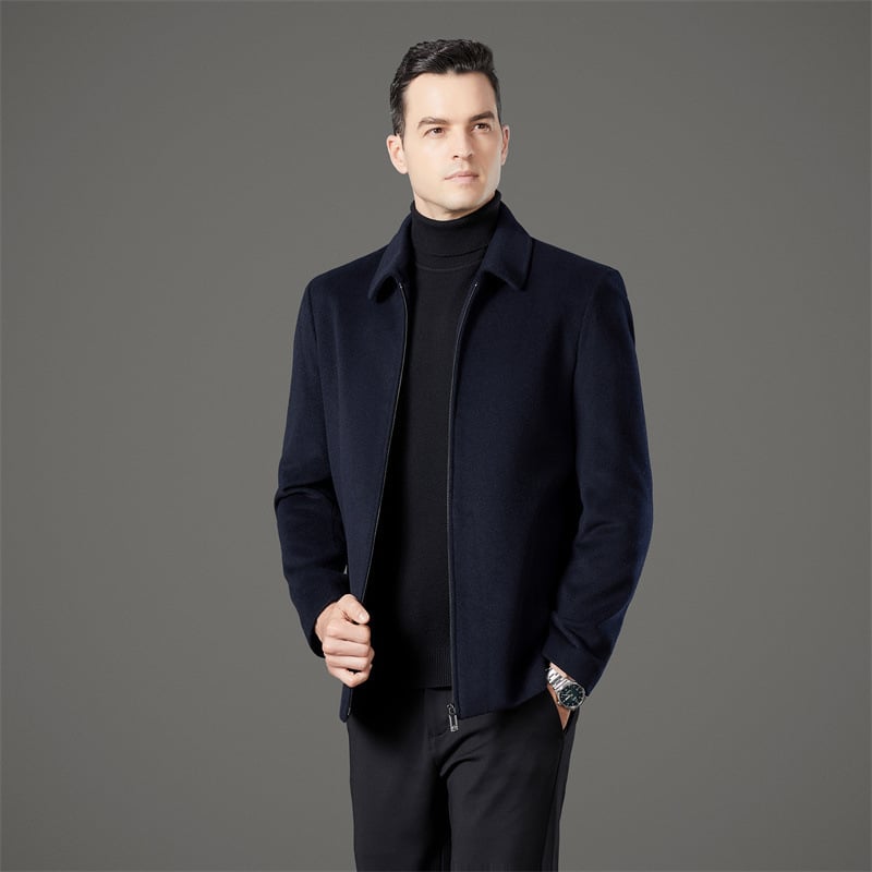 Palton premium din lână de cașmir pentru bărbați, cu rever, stil business casual, iarnă 2025