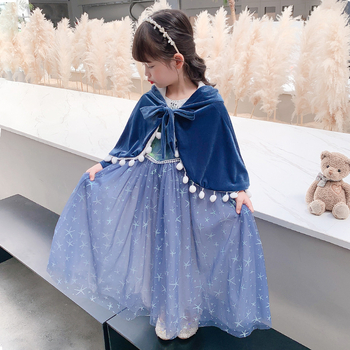 Παιδική κάπα για κορίτσια σε κορεατικό στιλ με δέσιμο, λεπτομέρεια φούντας από γούνας και παχιά ζεστή ανθεκτική στον άνεμο κάλυψη
