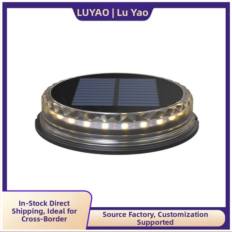 Napelemes földalatti kerti világítás, 17 LED-del és 9 LED-es színes gyepszőnyeg-világítással