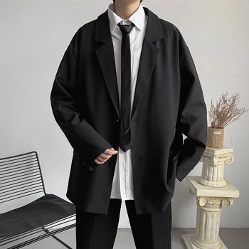 Férfi casual blazer, laza szabás, koreai stílus, nyári könnyű kosztümzakó