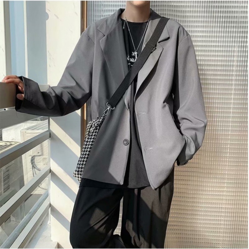 Férfi casual blazer, laza szabás, koreai stílus, nyári könnyű kosztümzakó