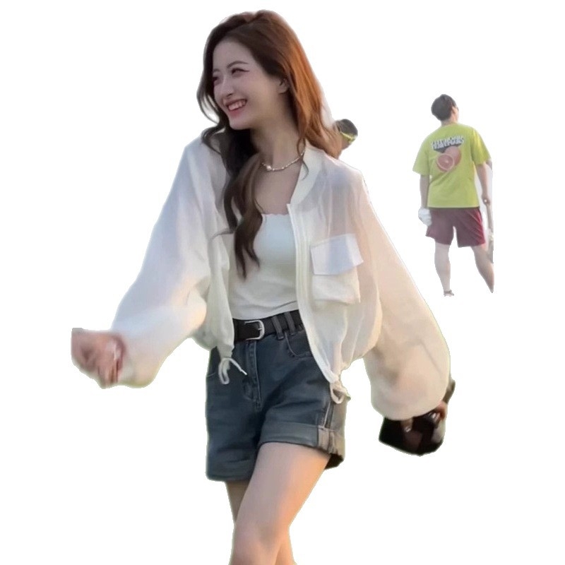 Női rövid UV-védelmet nyújtó könnyű nyári kabát, koreai stílusú casual