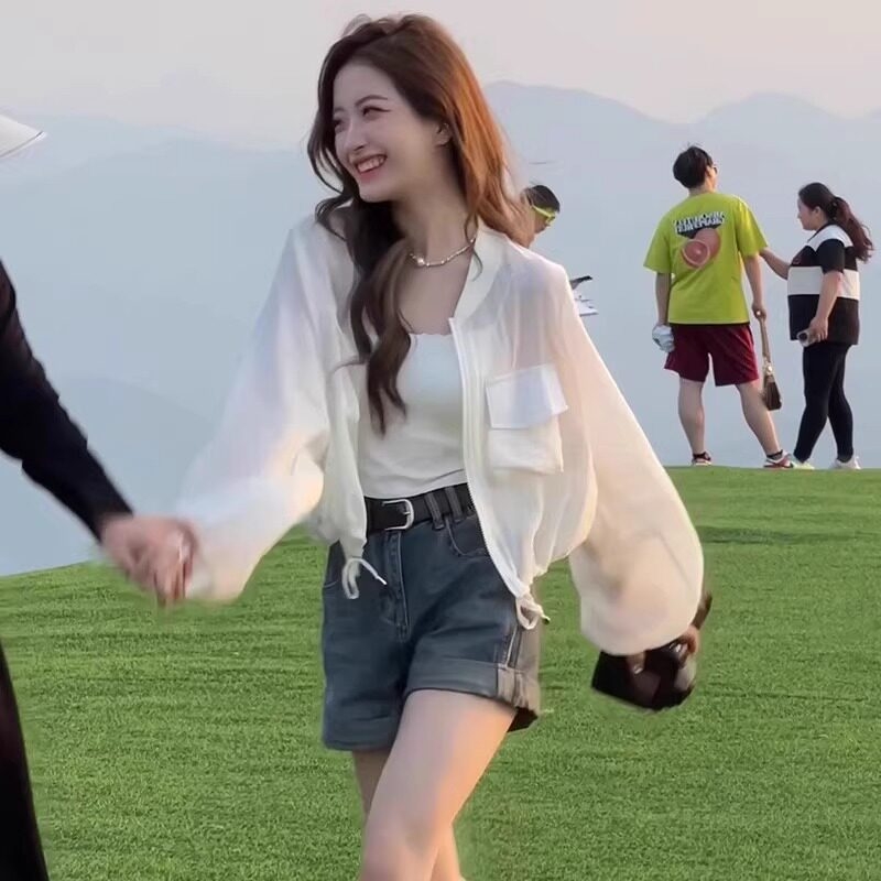 Női rövid UV-védelmet nyújtó könnyű nyári kabát, koreai stílusú casual