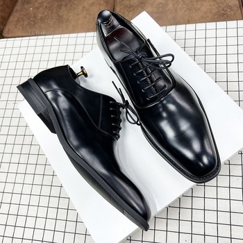 Pantofi Oxford pentru bărbați, vârf pătrat, nubuk de vițel, talpă din cauciuc, stil Derby (versiune coreeană)